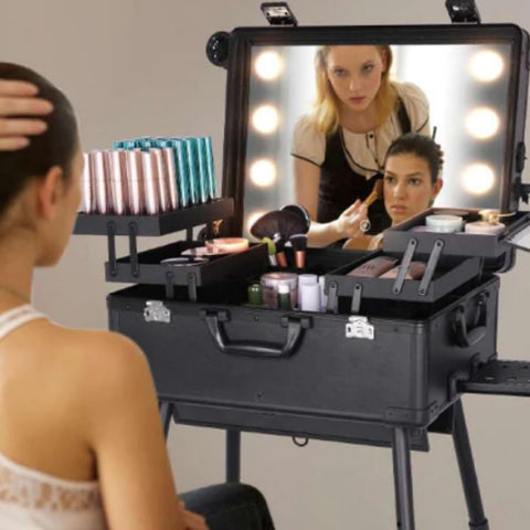 Maleta Profesional De Maquillaje Talla L Con 8 Luces Led