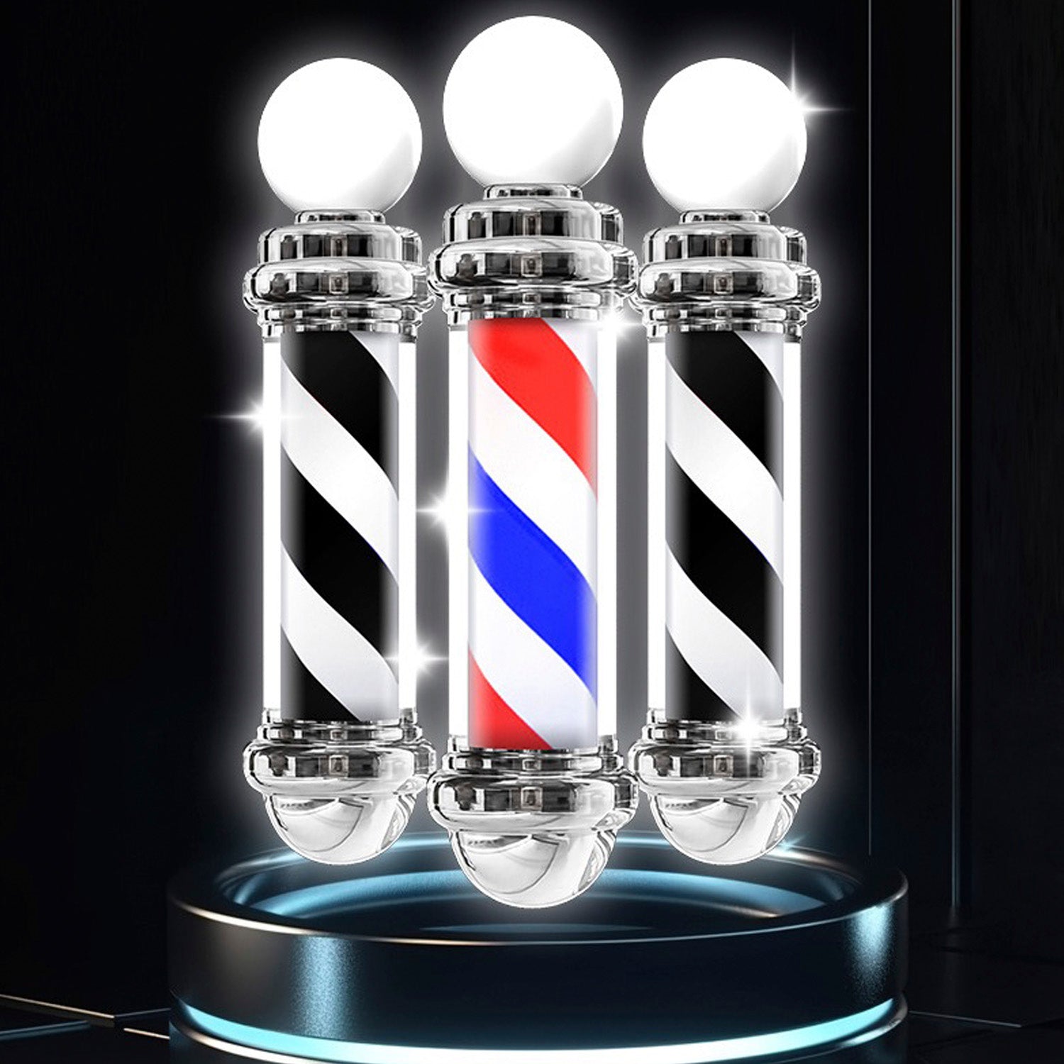 Poste Barbero Peluquería Barbería Luz Giratorio Pole Colores