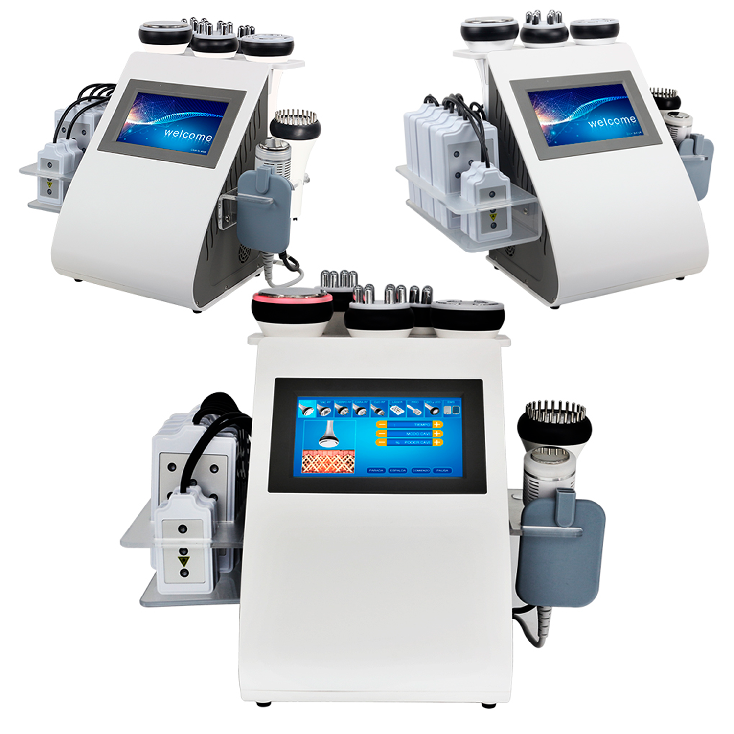 Maquina cavitación 40k   9 en 1  + Lipoláser + electroestimulación + Rf + Vacuum