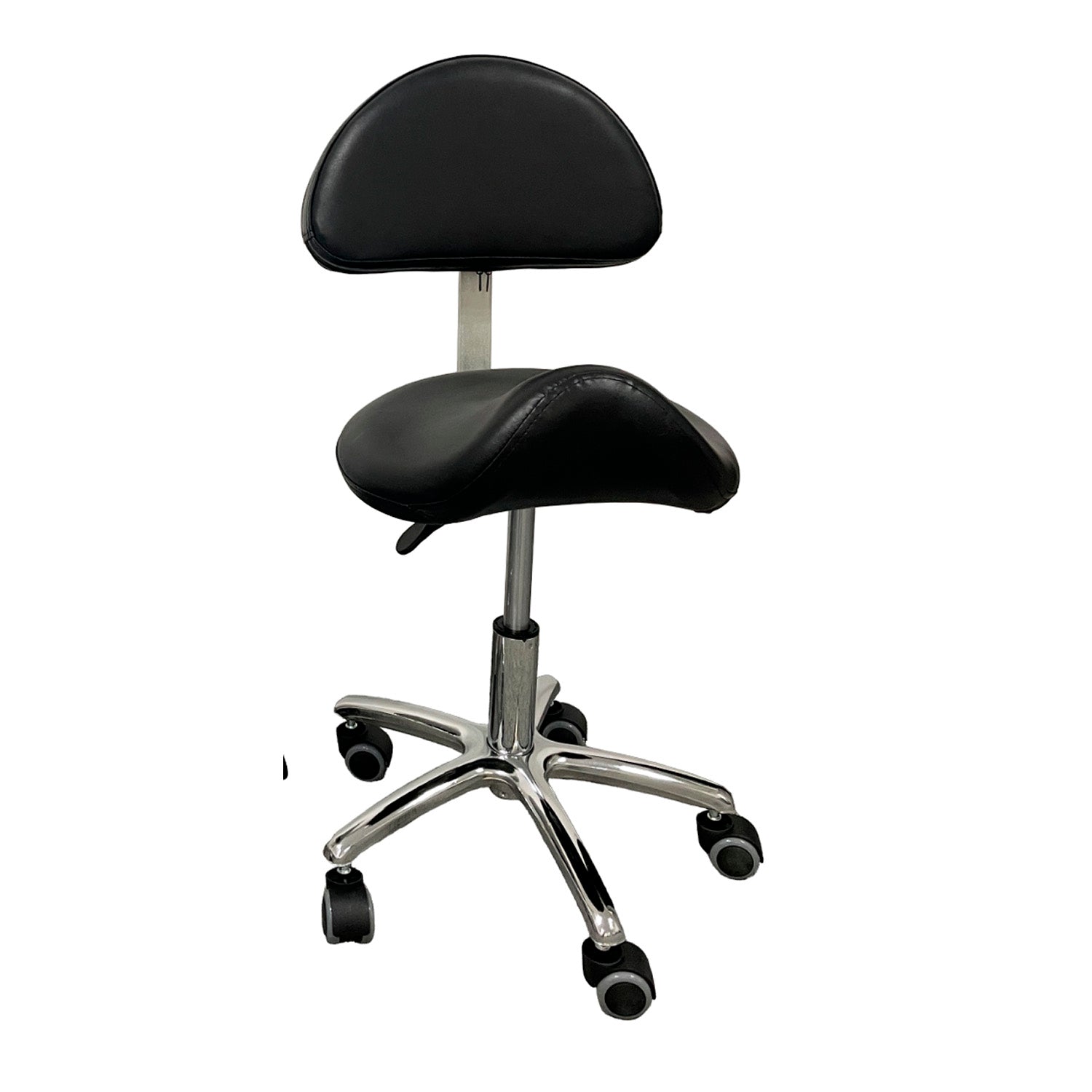 Piso taburete ergonómico con ruedas y respaldo