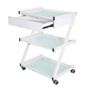 Mesa Auxiliar Centro Estética 3 niveles con cajón de madera