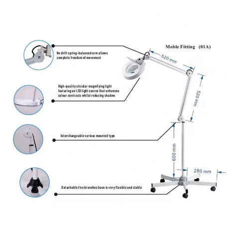 Lampara Lupa Con Luz Led Pedestal Rueda Cosmetologia