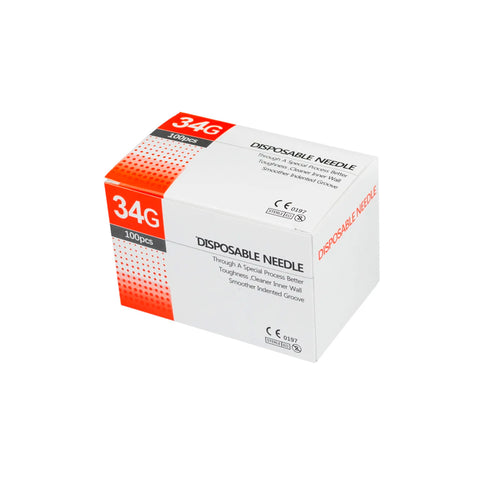 Agujas Hipodermicas 34g 4mm Mesoterapia Caja * 100 Unds.