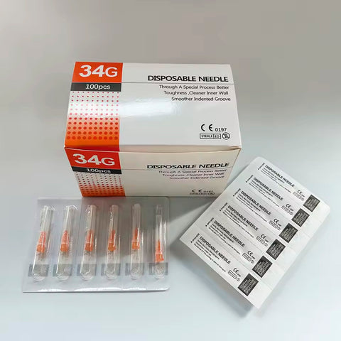 Agujas Hipodermicas 34g 4mm Mesoterapia Caja * 100 Unds.