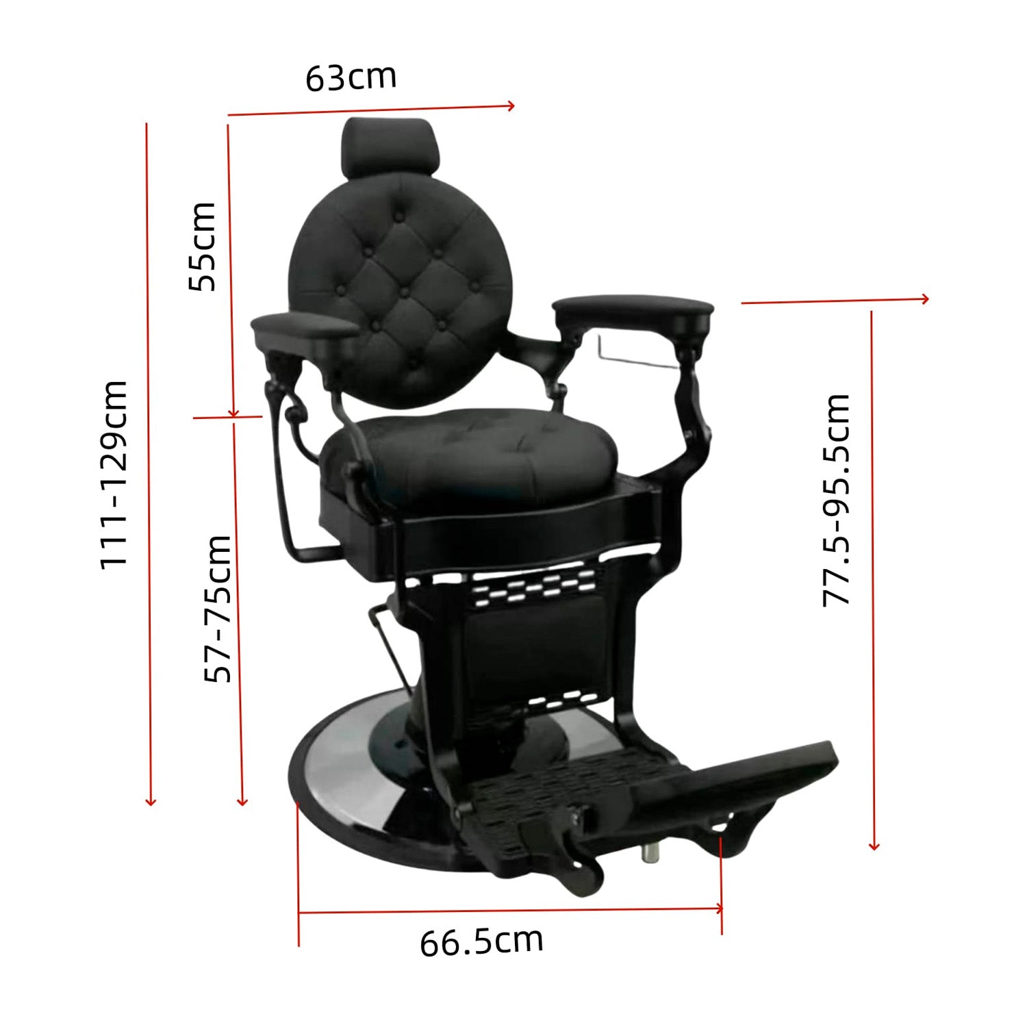 Sillon Barbero Gold Negro Eco Cuero Reclinable