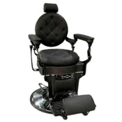 Sillon Barbero Gold Negro Eco Cuero Reclinable