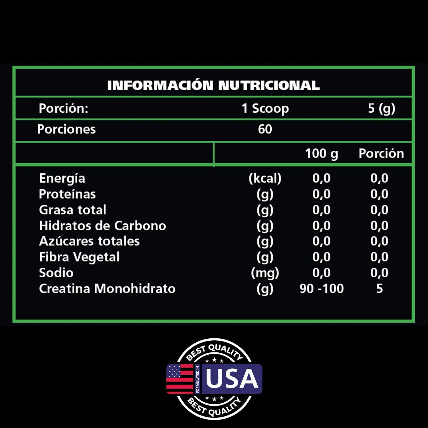 Creatina Monohidrato Be Healthy 300 g Sin Sabor