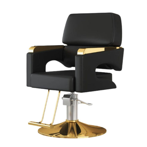 Sillón Barberia Ergonómico Altura Ajustable Negro Dorado