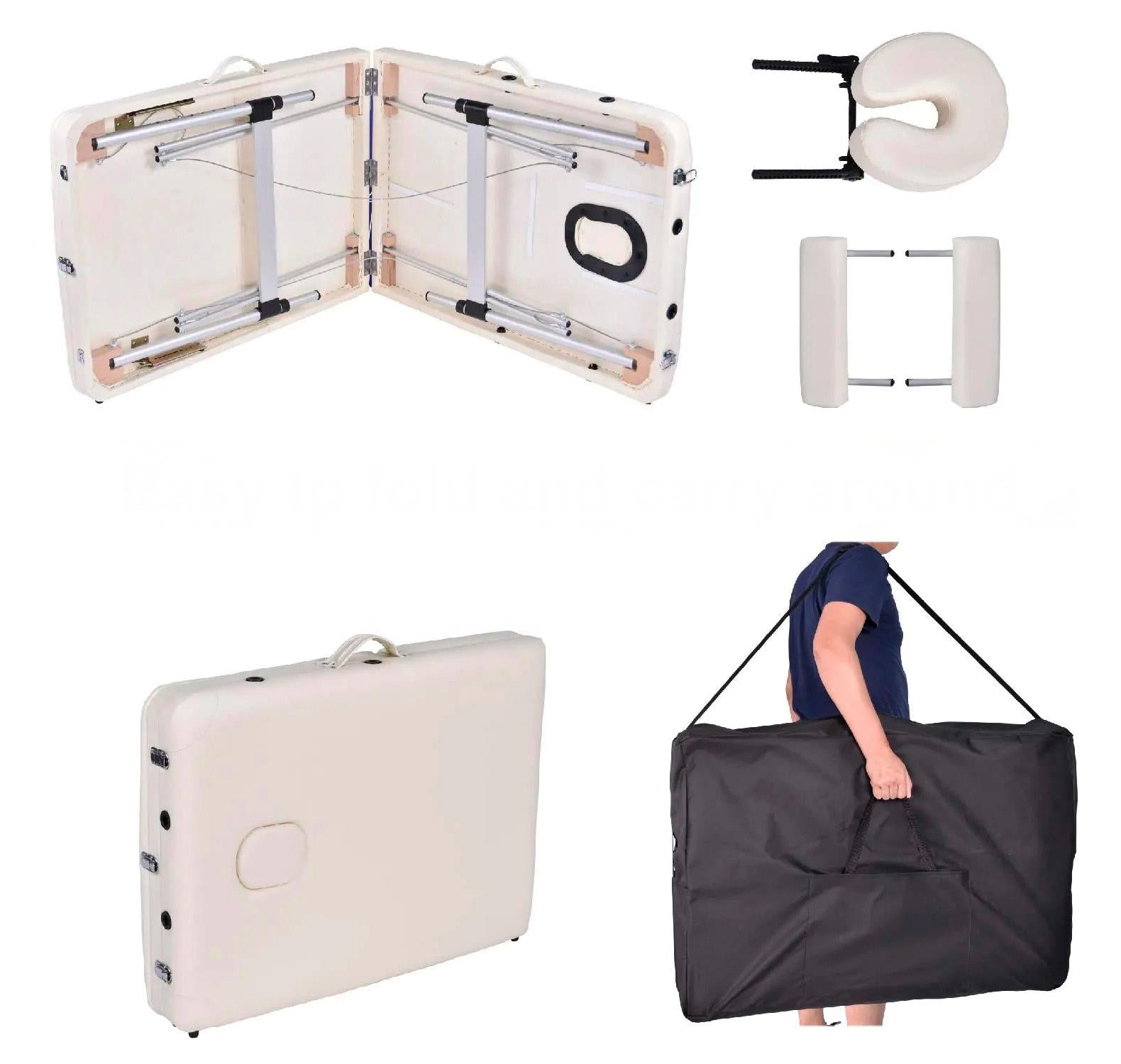 Camilla para masajes 2 cuerpos aluminio + cabecera