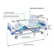 Catre Clínico Eléctrico 4 Posiciones Modelo Hospitalario + Colchón
