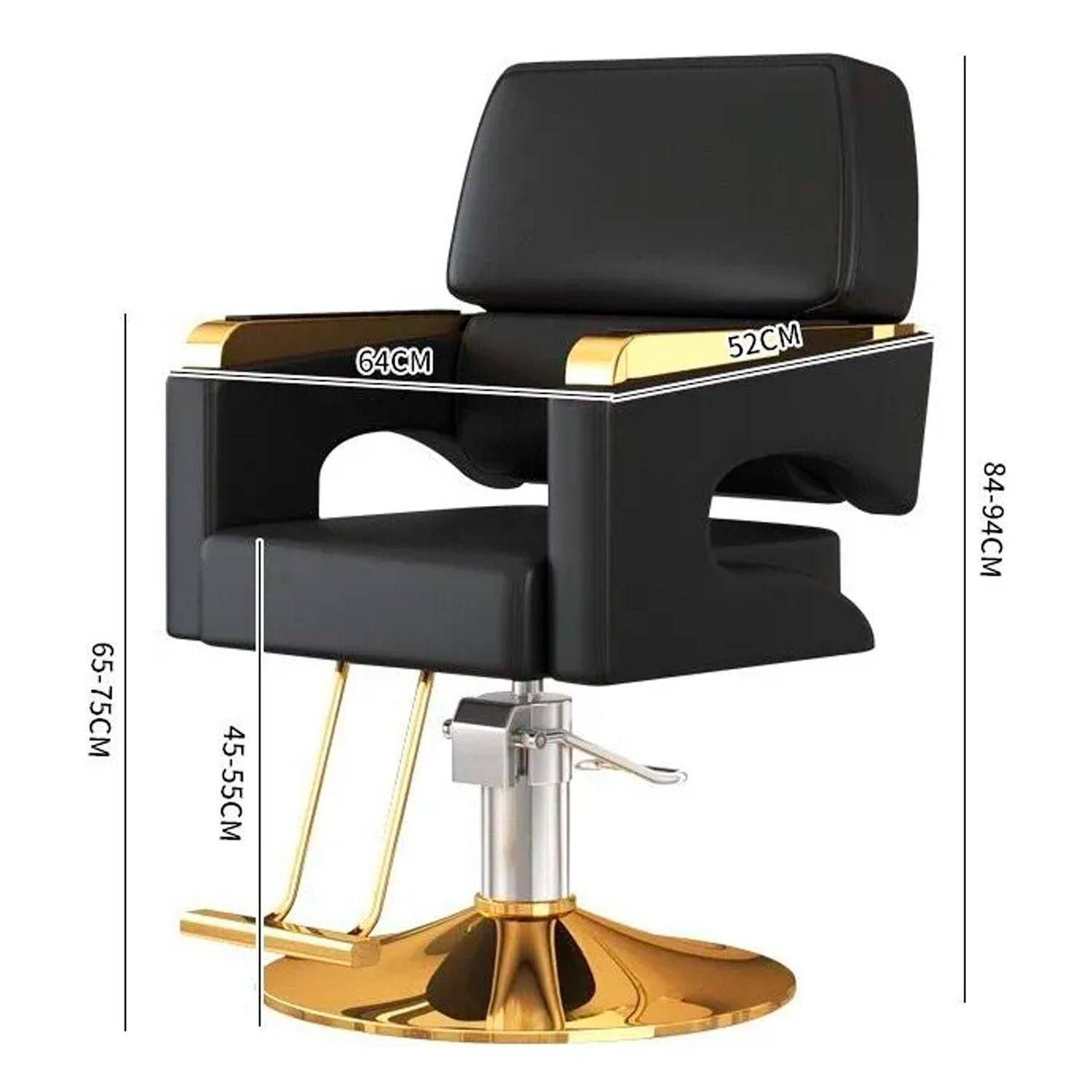 Sillón Barberia Ergonómico Altura Ajustable Negro Dorado